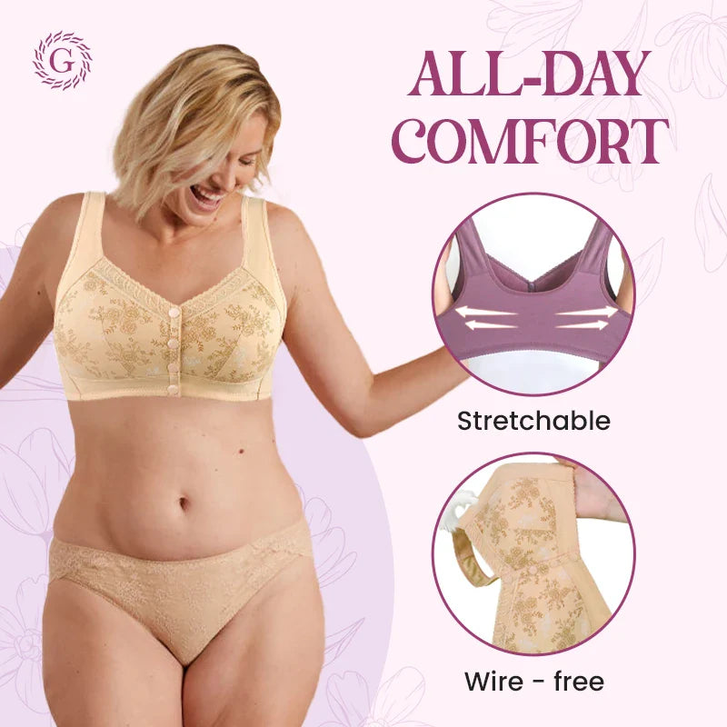 Rose Bra Wireless Front Button Bras Large Size For Women